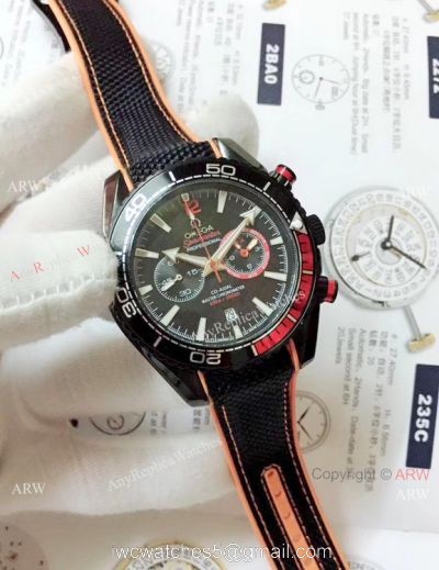 Best Copy Omega Planet Ocean 600m Chronograph Watch Red Black Bezel watches