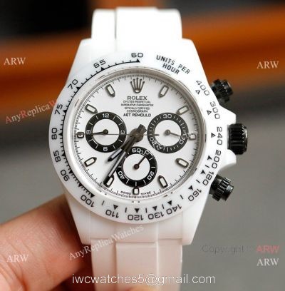 New! Swiss Replica Rolex Daytona AET Modified White Ceramic Black Crown watch A7750 Movement watches