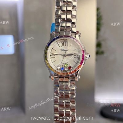 Chopard Happy Sport 30 Watch Rainbow bezel 2-Tone Rose Gold watches