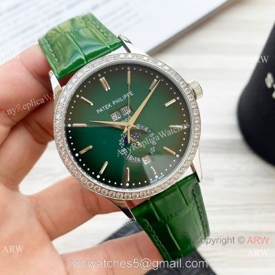 Clone Patek Philippe Calatrava Annual calendar Watch Olive Green Dial watches
