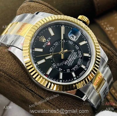 DR Factory Swiss Rolex Sky-Dweller 42mm Watch Ring Command Bezel Black Dial watches