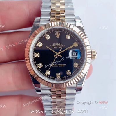 (Noob) Best 41mm Rolex Datejust Black Dial With Diamonds Jubilee Bracelet Swiss Replica Watch watches