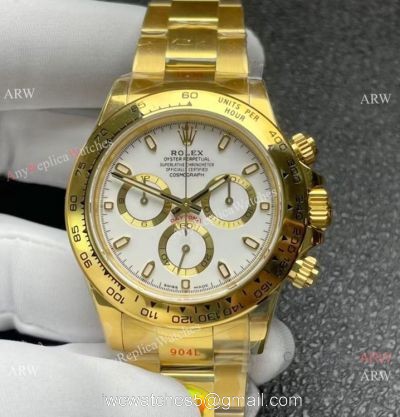 Noob Factory 1:1 Cal.4130 Rolex Daytona Yellow Gold White watch Replica 40mm watches