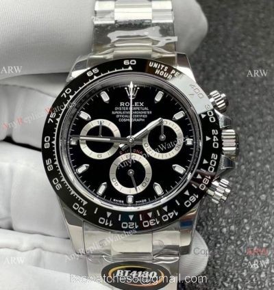 Better Factory New 4130 Rolex Daytona Watch 904L Steel Black Dial BTF 4130 Movement watches