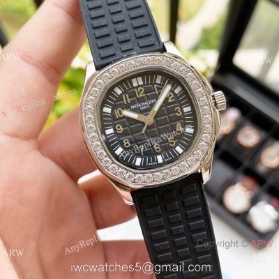Replica Patek Philippe Lady-Aquanaut Watch Diamond Bezel Black Dial watches