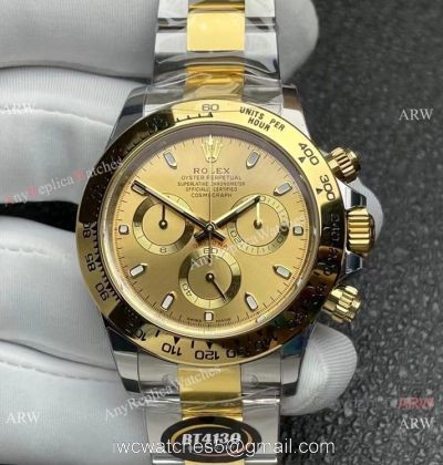 Better Factory BTF Swiss 4130 Rolex Daytona Two Tone Gold Champagne Watch Custom watches