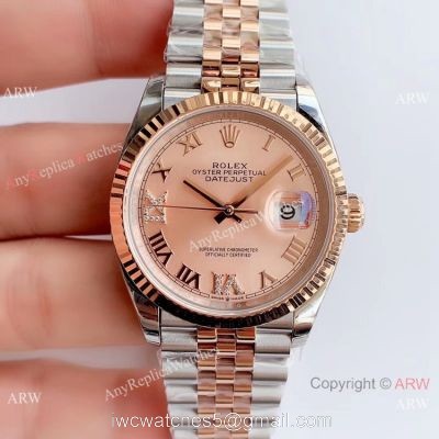 EW Factory Rolex Datejust 2-Tone Rose Gold Jubilee Watch 36mm watches
