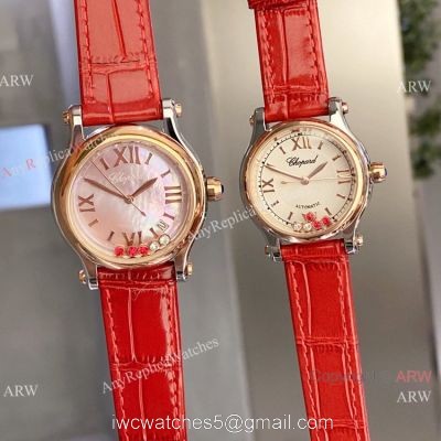 Clone Chopard Happy Sport Couple Watches Quartz 2-Tone Rose Gold watches