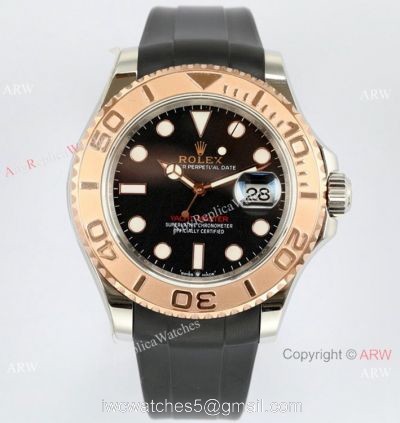 EW Factory 1-1 Replica Rolex Yacht-Master Watch Swiss 3235 Black Rubber Strap watches