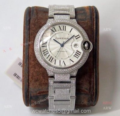 (TW) Best Replica Cartier Ballon Bleu Diamond Watches With Silver Dial watches