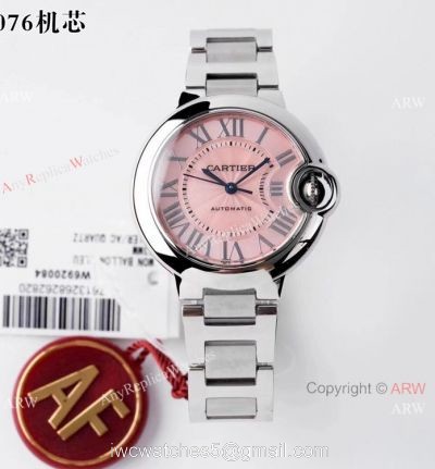 AF 1:1 Best Edition Cartier Ballon Bleu 33mm Watch Pink Dial watches