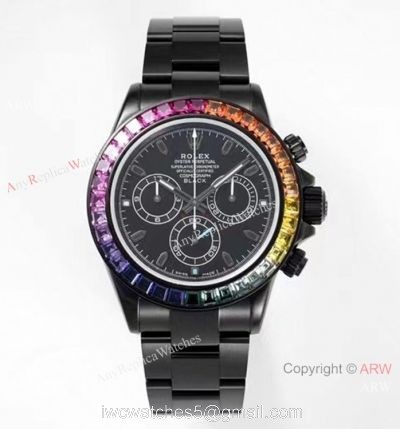 NEW! Noob Factory 4130 Rolex Daytona Blaken &8216;Black Venom Rainbow Bezel Watch 40mm watches