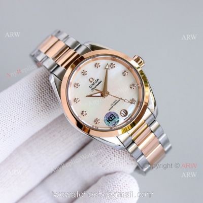 High Quality Replica Omega Constellation Two Tone Rose Gold Ladies Watch 34mm watches