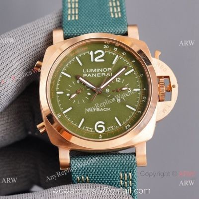 Copy Panerai Luminor Flyback Rose Gold Watch 44mm for Men watches
