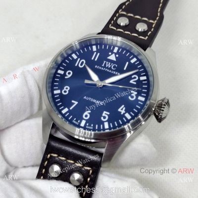 Best Quality IWC Pilots 43mm Automatic Watch Bucherer Blue Dial Silver Case watches
