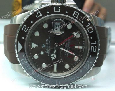 Copy Rolex GMT-Master II Brown Rubber Strap Replica Watch watches