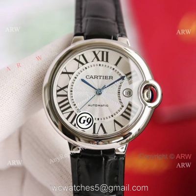Fake Balloon Blue Cartier White Dial G9 Watch Black Leather Strap For Man Or Lady watches