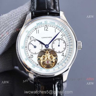 Top Copy Longines Master Tourbillon White Dial Leather 42MM Watch For man watches