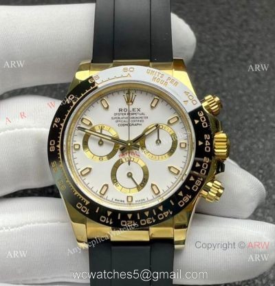 Noob Factory 1:1 4130 Rolex Daytona Oysterflex Strap White Face 40mm watches