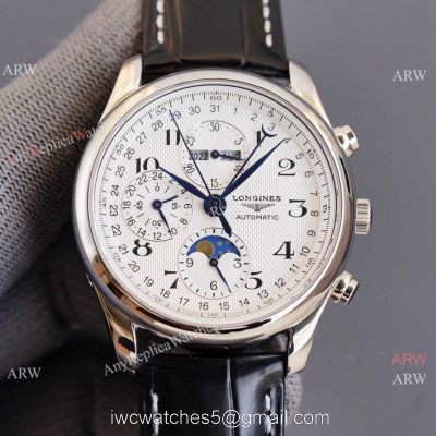 Replica Longines Master Collection Moonphase Leather Strap 40MM Watch With Arabic Markers watches