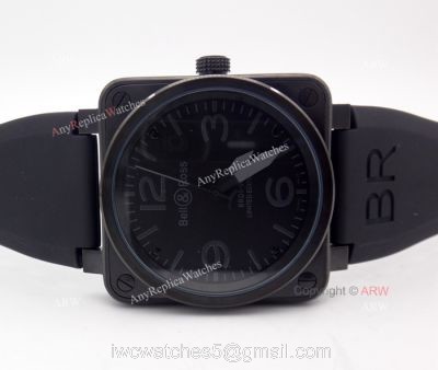 Replica Bell Ross BR03-92 Watch All Black Rubber Strap Swiss Grade watches