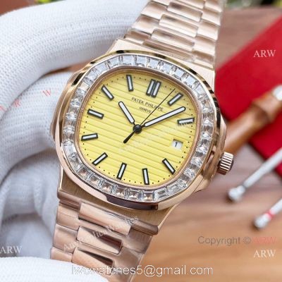 New Patek Philippe Nautilus Lemon Dial Diamond bezel Watches Automatic watches