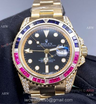 Swiss 3186 Rolex GMT-Master II 116758Saru All Gold Watch Swiss Replica GMTII watches