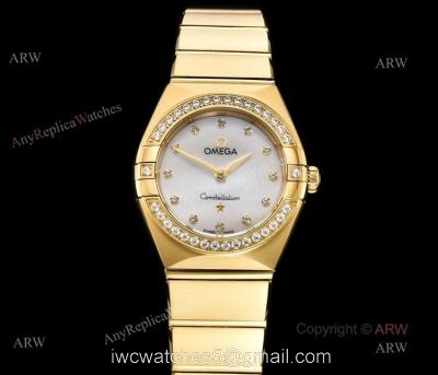GF Factory Yellow Gold Omega Constellation Quartz Swiss Made Knockoff Watch 25mm watches