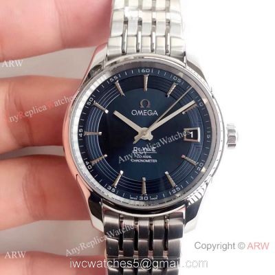 Swiss Grade Omega De Ville Hour Vision VSF 8500 Watch Stainless Steel Dark Blue Face watches
