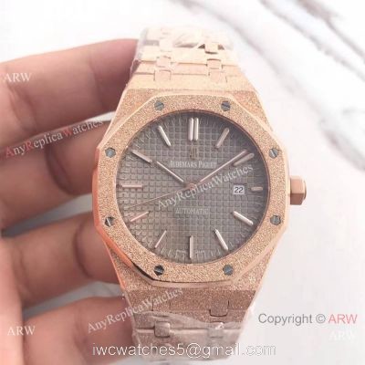 JF Factory Replica Audemars Piguet Frosted Rose Gold Gray Face 41mm Watch watches