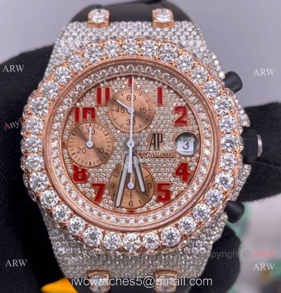 JF Factory Iced Out Audemars Piguet Royal Oak 1-1 JF 3126 Watch Rubber Strap watches