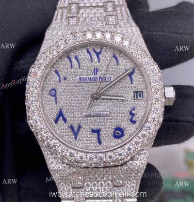 Iced Out Audemars Piguet Royal Oak Swiss Replica Watch Middle East Arabic Face watches