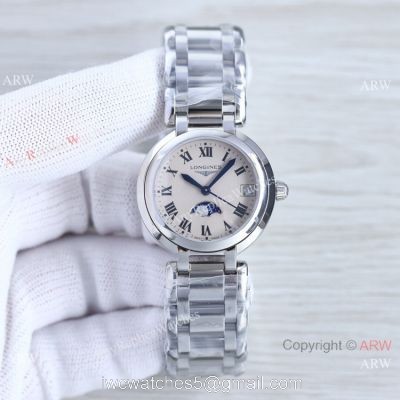 Swiss Quartz Longines PrimaLuna Moon Phase Watch Cream Face Women watches
