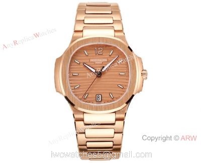Swiss Cal.324 SC Patek Philippe Lady-Nautilus Copy Watches Rose Gold Dial watches