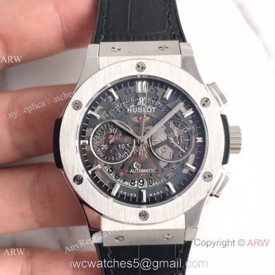 Swiss 7750 Replica Hublot Big Bang SS Black Skeleton Face Watch Best Gift watches