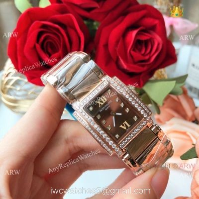 Copy Patek Philippe Twenty-4 Lady Watches Rose Gold Brown Dial -Swiss Quality watches