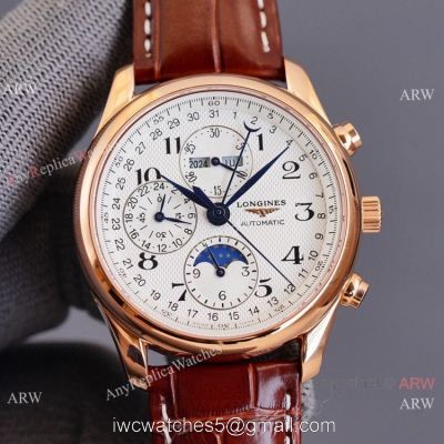Swiss Quality Longines Master Moon Phase Watch Citizen Rose Gold White Dial 40mm watches