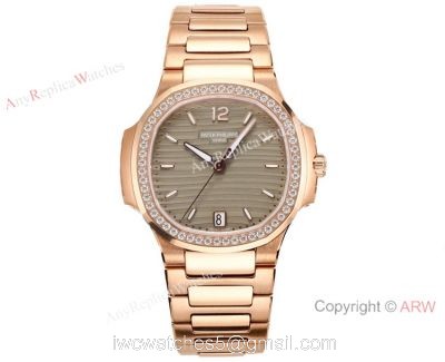 Swiss Cal.324 SC Patek Philippe Nautilus Watches Diamond Bezel Green Dial for Women watches