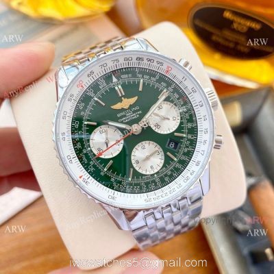 NEW! Swiss 7750 Breitling Navitimer Watch Green Dial Stainless steel 43mm watches
