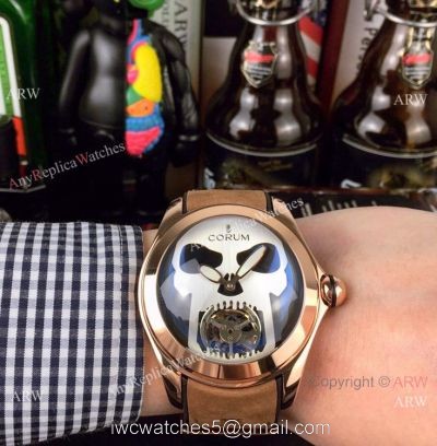 High Quality Copy Corum Bubble Skull Face Rose Gold Wristwatch watches
