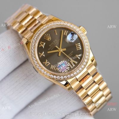 TR Factory 904L Steel Rolex Datejust 31mm Watch President Yellow Gold Diamond Bezel watches