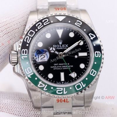 Left-Hand Rolex GMT Master II &8216;Sprite Oyster Strap Watch Super Clone 3186 Movement watches
