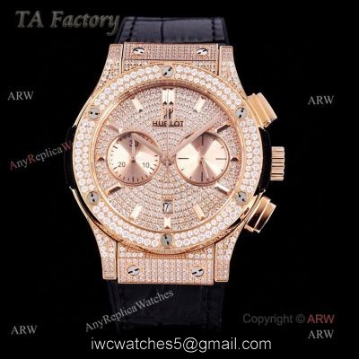 Swiss Replica Hublot Big Bang Chronograph 45mm Rose Gold Diamond Watch For Men watches