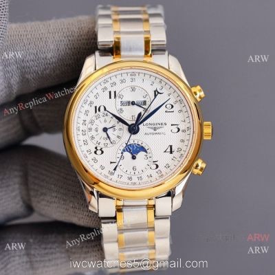Swiss Quality Longines Master Moon Phase Watch Citizen Movement Two Tone Case watches
