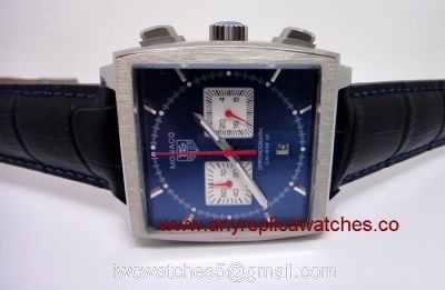 Fake Tag Heuer Monaco Chronograph Calibre 12 Blue Dial / Blue leather Watch watches