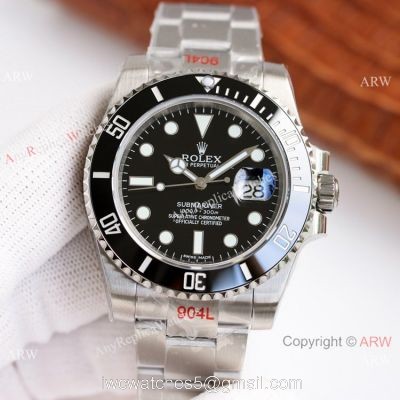 AVA Swiss Copy Rolex Submariner Date 40 Cal.3135 Watch Black Dial 904L Steel watches