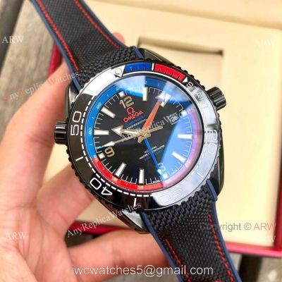 Copy Omega Seamaster Planet Ocean Deep Black GMT Watches Black Dial watches