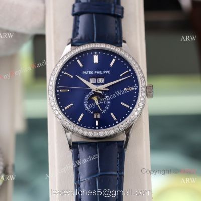 Swiss Quality Copy Patek Philippe Annual Calendar Calatrava Citizen Watch Blue Moon Dial watches