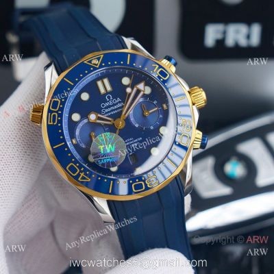 (TW) AAA Replica Omega Seamaster Diver 300m Chronograph Watch Two Tone Blue Dial watches