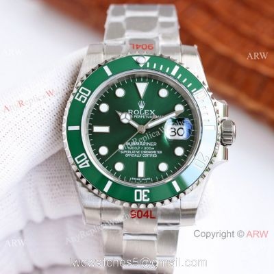 AVA Swiss Copy Rolex Submariner Date 40 Cal.3135 Watch Green Dial 904L Steel watches